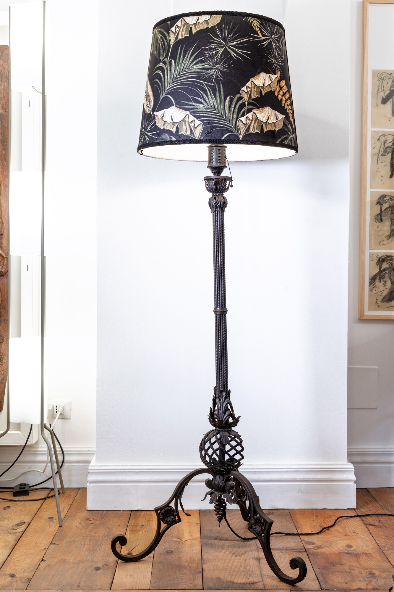 Hand‑forged iron floor lamp